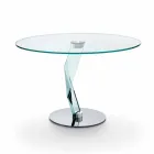 Round table of modern design in extra-clear glass made in Italy - Akka Viadurini