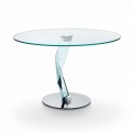 Round table of modern design in extra-clear glass made in Italy - Akka