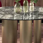 Fixed Round Table with Ceramic Top Made in Italy - Scissors Viadurini