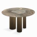 Fixed Round Table in Ceramic and Steel Made in Italy - Scissors