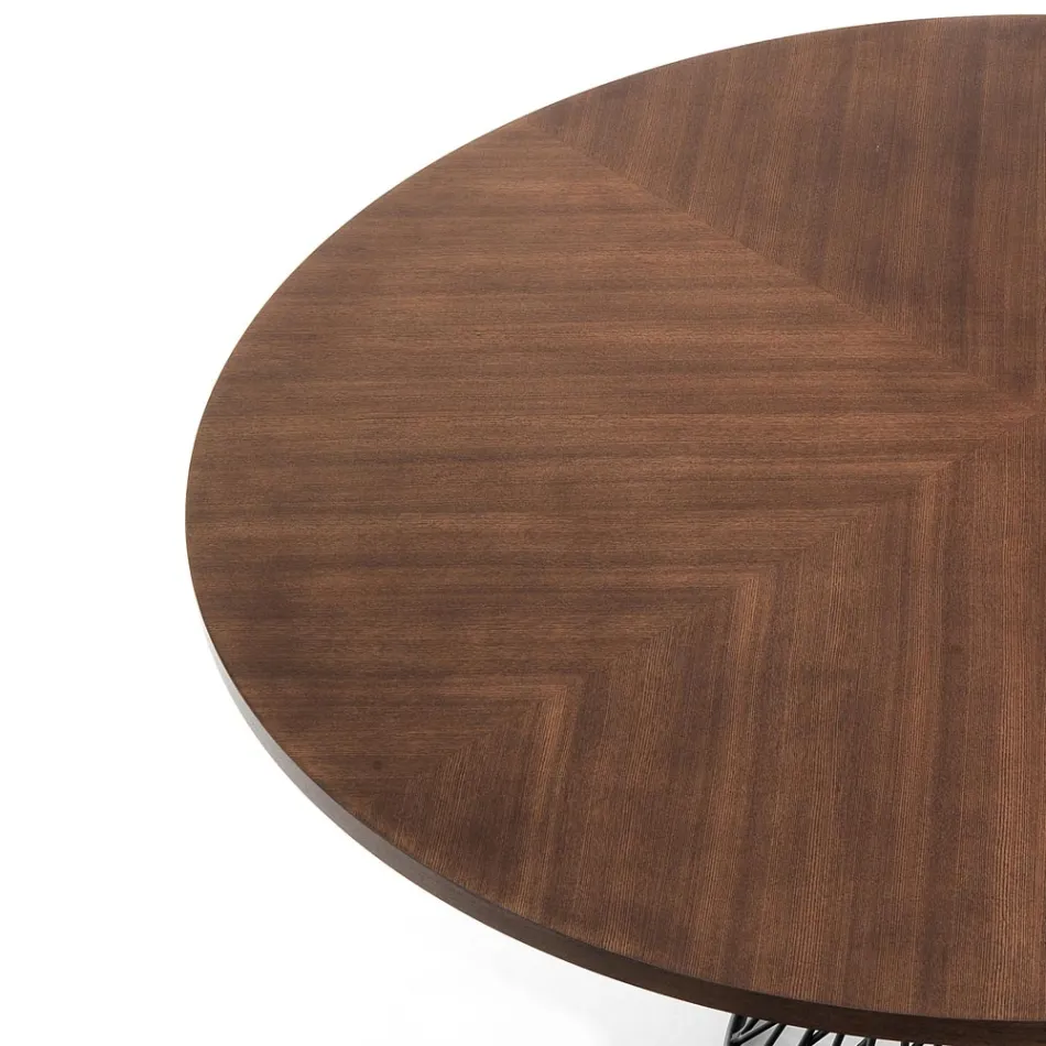 Round Table in Metal and Veneered MDF - Lanthanum Viadurini