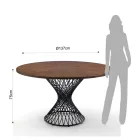 Round Table in Metal and Veneered MDF - Lanthanum Viadurini