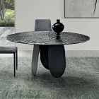 Round Table in Hammered Glass Back-Silvered Made in Italy - Almo Viadurini