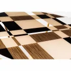 Modeno round table with glass top and Ozzy wood inlays Viadurini