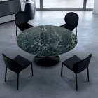 Modern Round Table in Carrara Marble and Marquinia Made in Italy – Dollars Viadurini