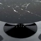 Modern Round Table in Carrara Marble and Marquinia Made in Italy – Dollars Viadurini