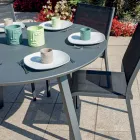Averis 120cm Round Garden Table in Anthracite Aluminum Viadurini