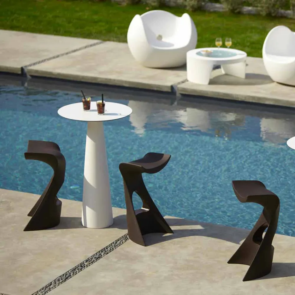 Polyethylene round table Slide Hoplà (H110) hpl top made in Italy Viadurini