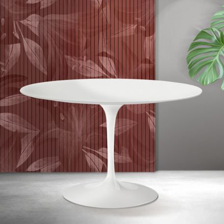 Saarinen Tulip Round Table H 74 cm in Matt White Florim Ceramic - Scarlet Viadurini