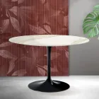 Saarinen Tulip Round Table H 74 cm in Florim Calacatta Gold Matt Ceramic - Scarlet Viadurini