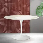 Saarinen Tulip Round Table H 74 cm in Florim Calacatta Gold Matt Ceramic - Scarlet Viadurini