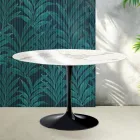 Saarinen Round Tulip Table H 74 cm in Glossy Statuario Florim Ceramic - Scarlet Viadurini