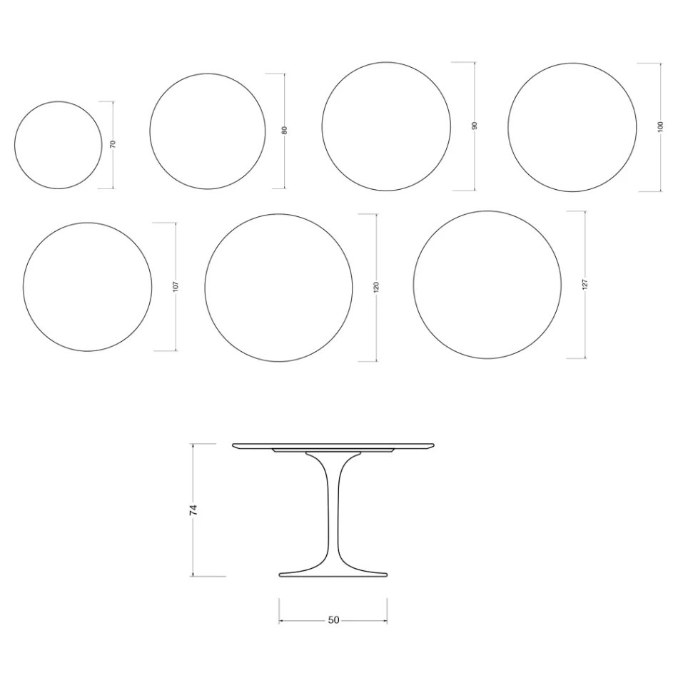 Saarinen Round Tulip Table H 74 cm in Glossy Statuario Florim Ceramic - Scarlet Viadurini
