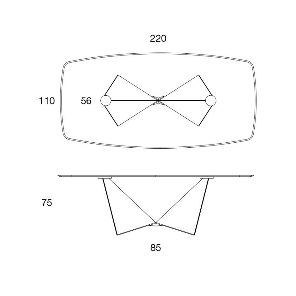 Dining Room Table Top in Matt Ceramic and Metal Legs - Monacco Viadurini