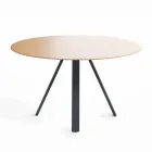 Round Dining Table in Metal and MDF Made in Italy - Cornelius Viadurini