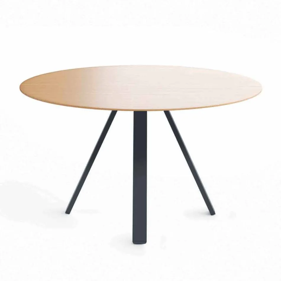 Round Dining Table in Metal and MDF Made in Italy - Cornelius Viadurini
