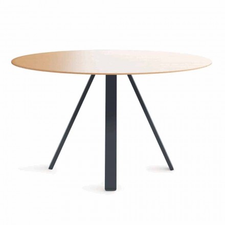 Round Dining Table in Metal and MDF Made in Italy - Cornelius Viadurini