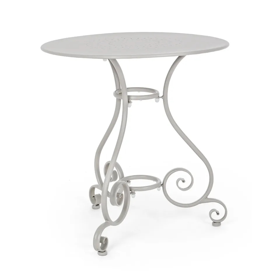 Shabby Chich Style Round Garden Table in Painted Steel - Enchantment Viadurini