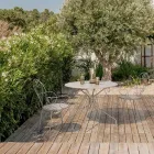 Shabby Chich Style Round Garden Table in Painted Steel - Enchantment Viadurini