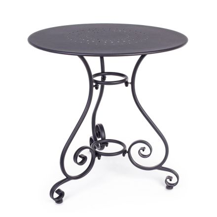 Shabby Chich Style Round Garden Table in Painted Steel - Enchantment Viadurini