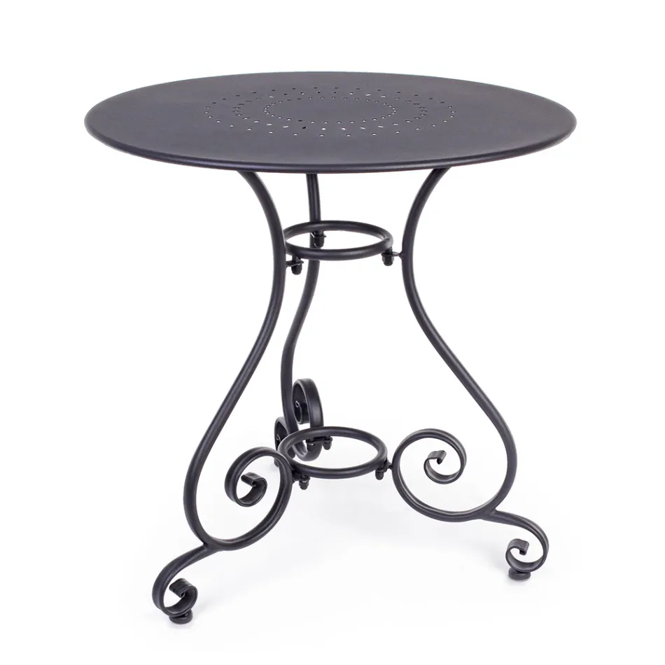 Shabby Chich Style Round Garden Table in Painted Steel - Enchantment Viadurini