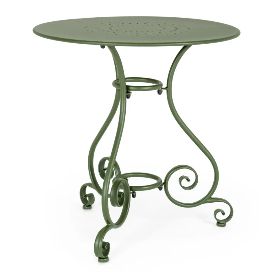 Shabby Chich Style Round Garden Table in Painted Steel - Enchantment Viadurini