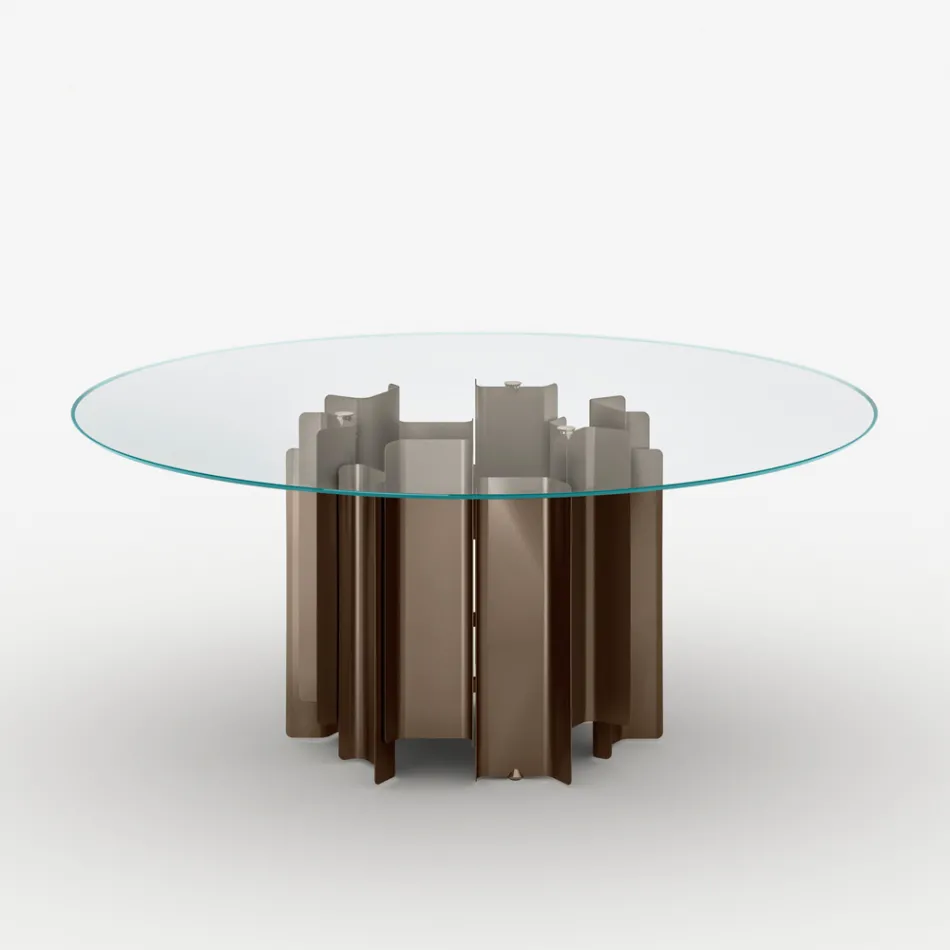 Round Dining Table in Extra-Clear Glass, Made in Italy - Duna Viadurini