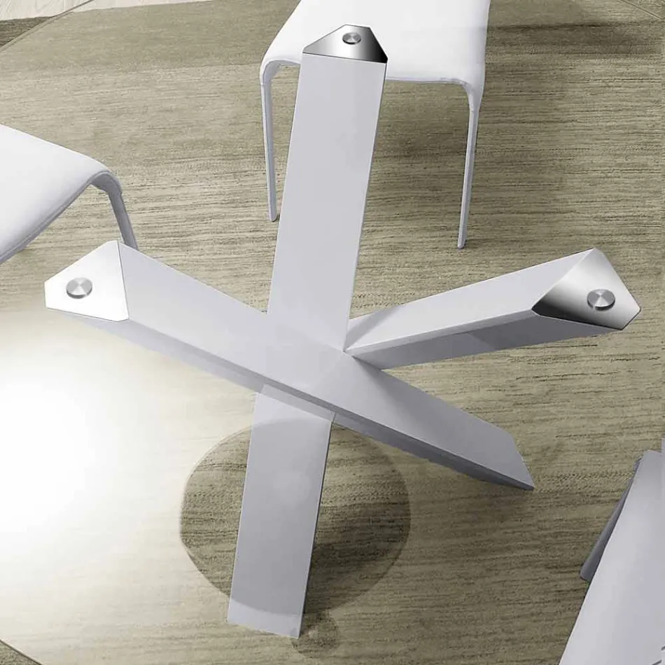 Round design table d.120 crystal top made in Italy Cristal Viadurini