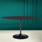 Tulip Table Eero Saarine H 73 Oval in Ceramic Noir Soft Made in Italy - Scarlet Viadurini