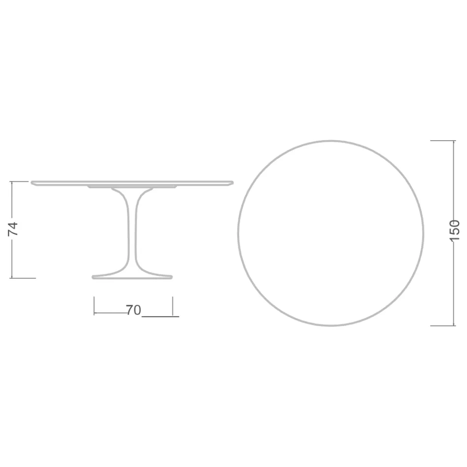 Eero Saarine Tulip Table H 74 with Round Top in Verde Alpi Marble - Scarlet Viadurini