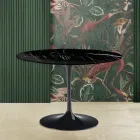Eero Saarinen Tulip Table H 73 with Black Marquinia Marble Top Made in Italy - Scarlet Viadurini