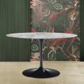 Eero Saarinen Tulip Table H 74 with Oval Top in Arabescato Marble Made in Italy - Scarlet