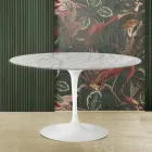 Eero Saarinen Tulip Table H 73 with Round Top in Statuarietto Carrara Marble Viadurini