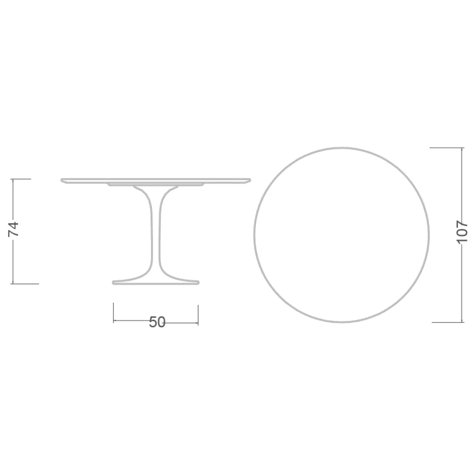 Tulip Table Eero Saarinen H 73 in Diamond Cream Ceramic Made in Italy - Scarlet Viadurini