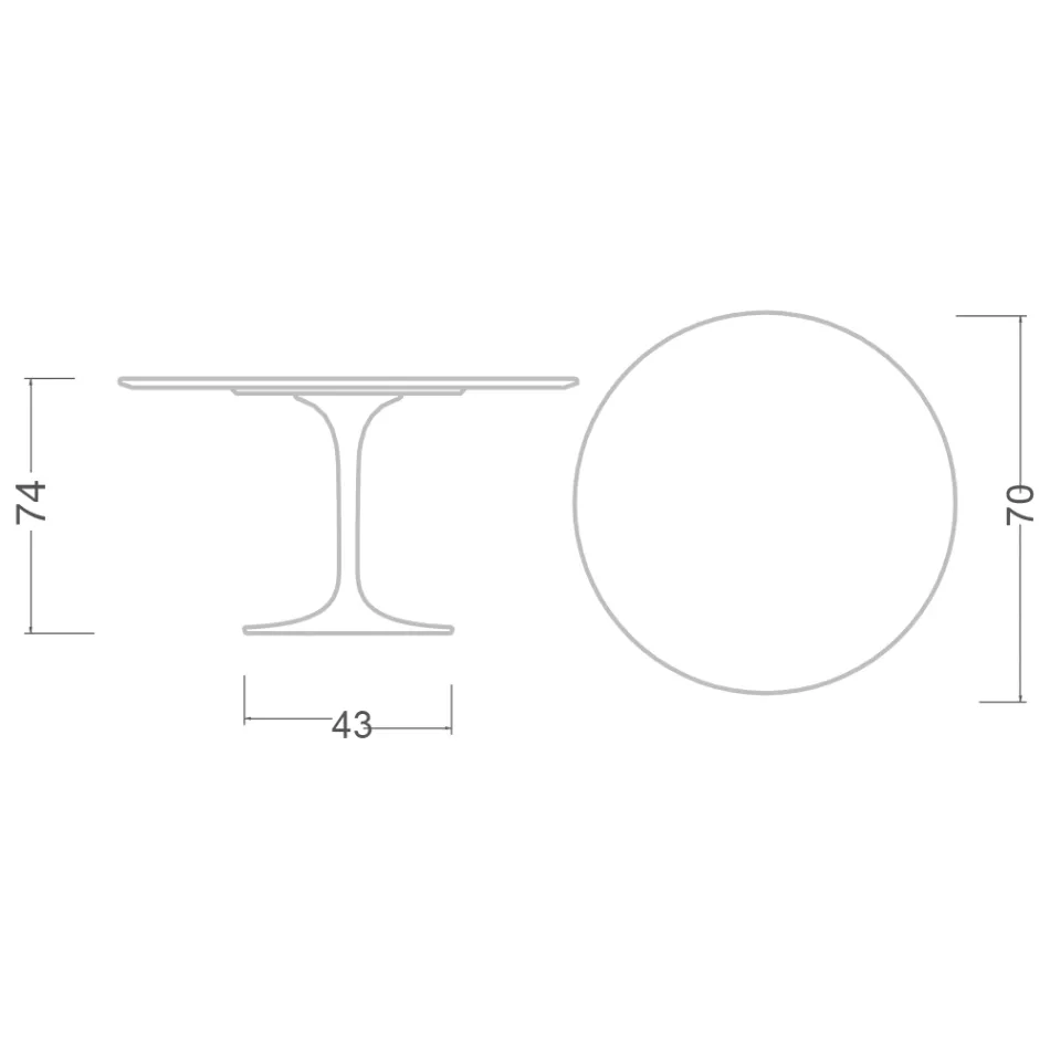 Tulip Table Eero Saarinen H 73 in Invisible Select Ceramic Made in Italy - Scarlet Viadurini