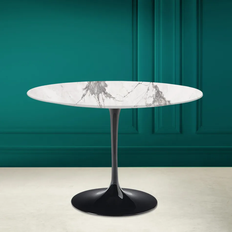 Tulip Table Eero Saarinen H 73 in Invisible Select Ceramic Made in Italy - Scarlet Viadurini