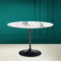 Tulip Table Eero Saarinen H 73 in Invisible Select Ceramic Made in Italy - Scarlet