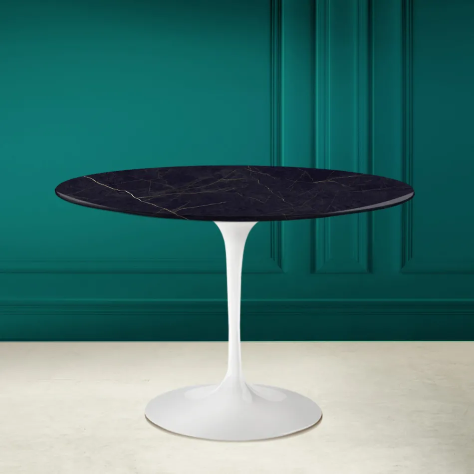 Tulip Table Eero Saarinen H 73 in Ceramic Noir Laurent Made in Italy - Scarlet Viadurini