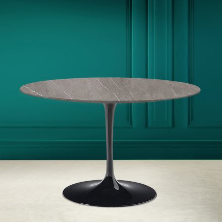 Tulip Table Eero Saarinen H 73 in Ceramic Pietra Grey Made in Italy - Scarlet Viadurini