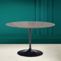 Tulip Table Eero Saarinen H 73 in Ceramic Pietra Grey Made in Italy - Scarlet