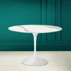 Tulip Table Eero Saarinen H 73 in Statuario Full Vein Ceramic Made in Italy - Scarlet Viadurini
