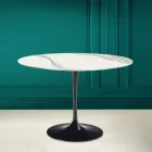 Tulip Table Eero Saarinen H 73 in Statuario Full Vein Ceramic Made in Italy - Scarlet Viadurini