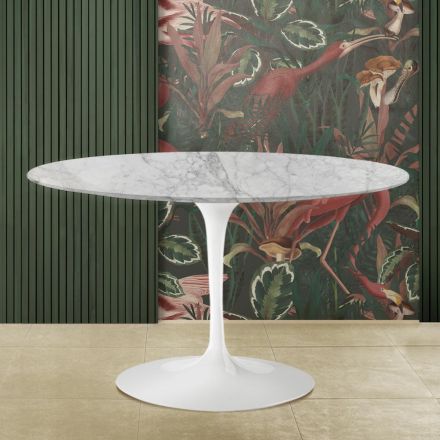 Tulip Table Eero Saarinen H 73 in Arabescato Marble Made in Italy Viadurini