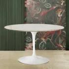 Eero Saarinen H 73 Tulip Table in Gold Caracatta Marble Made in Italy Viadurini