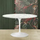 Tulip Table Eero Saarinen H 73 in Carrara Marble Made in Italy Viadurini