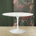 Tulip Table Eero Saarinen H 74 in Carrara Marble Made in Italy - Scarlet