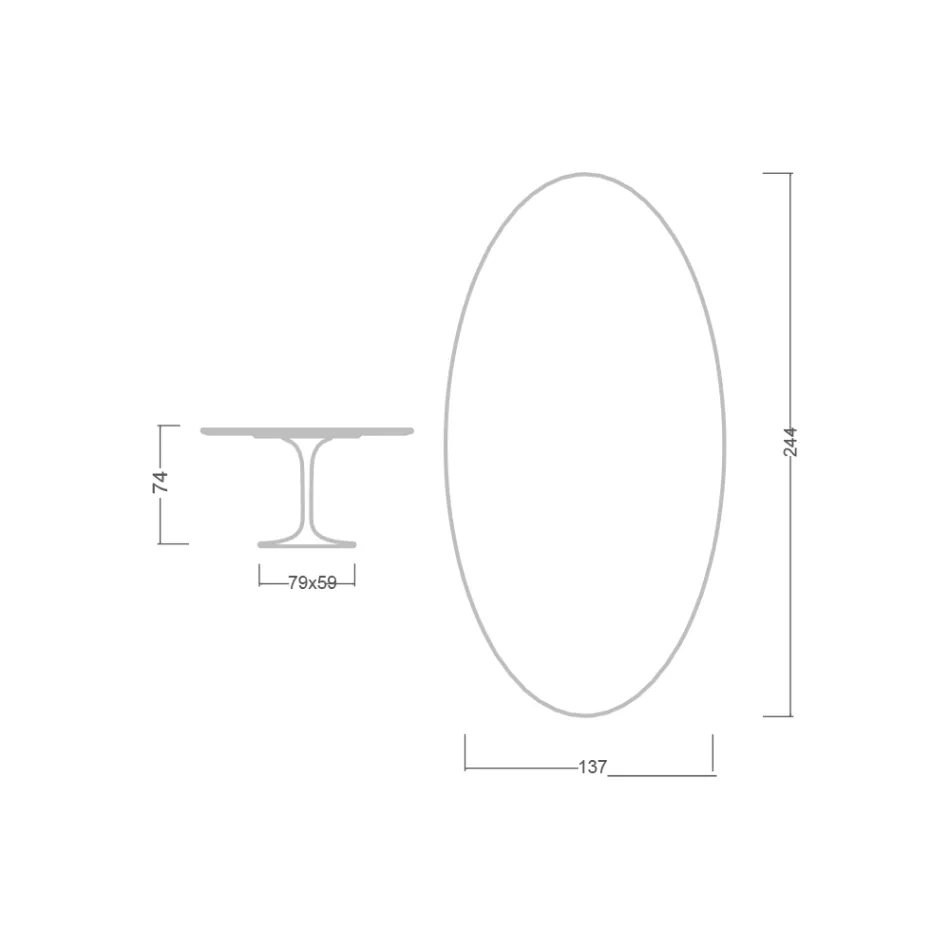 Tulip Table Eero Saarinen H 73 Oval in Ceramic Calacatta Michelangelo - Scarlet Viadurini