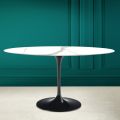 Tulip Table Eero Saarinen H 74 Oval in Ceramic Calacatta Michelangelo - Scarlet