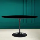 Tulip Table Eero Saarinen H 73 Oval in Absolute Black Ceramic Made in Italy - Scarlet Viadurini