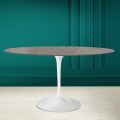 Tulip Table Eero Saarinen H 74 Oval in Ceramic Pietra Grey Made in Italy - Scarlet